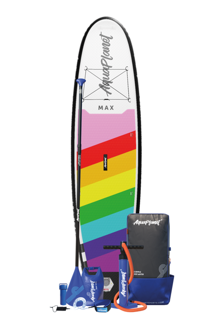 Ensemble de planche à pagaie gonflable Aquaplanet MAX 10'6″ - arc-en-ciel